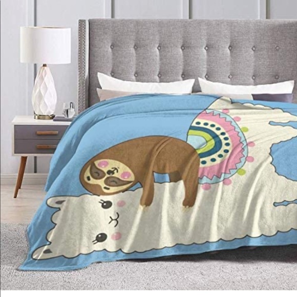 Llama and Sloth 40”X50” Soft Fleece Throw - Picture 3 of 3